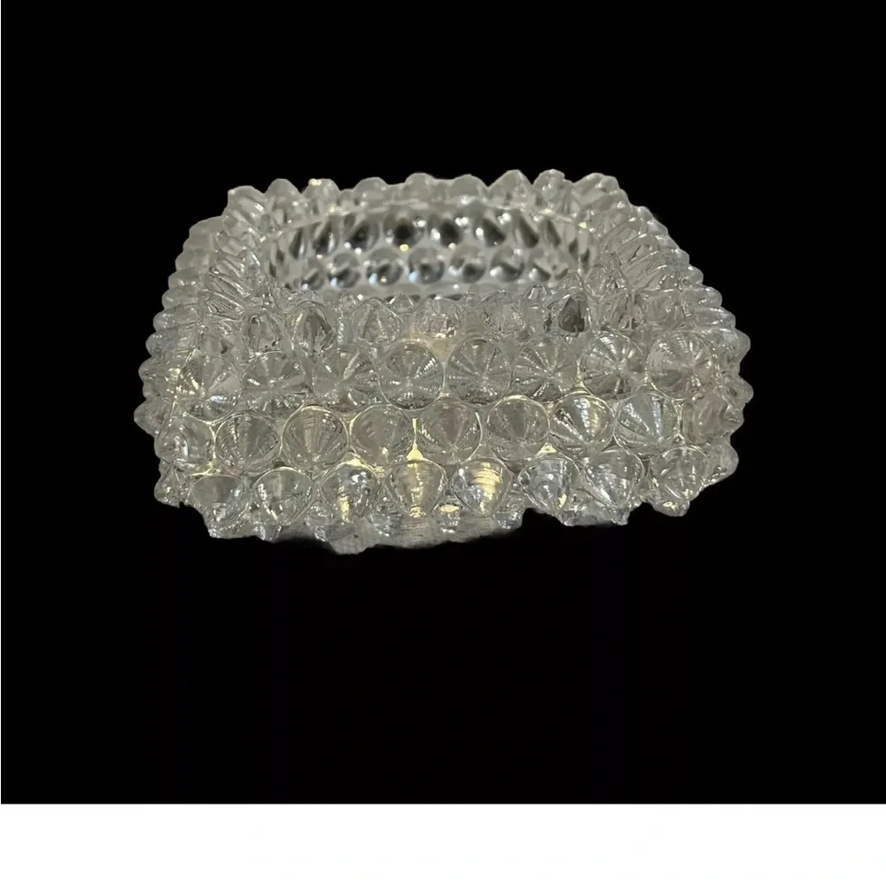 Vintage Fenton  Hobnail Salt Cellar, Votive Holder, pointed hobnail clear glass